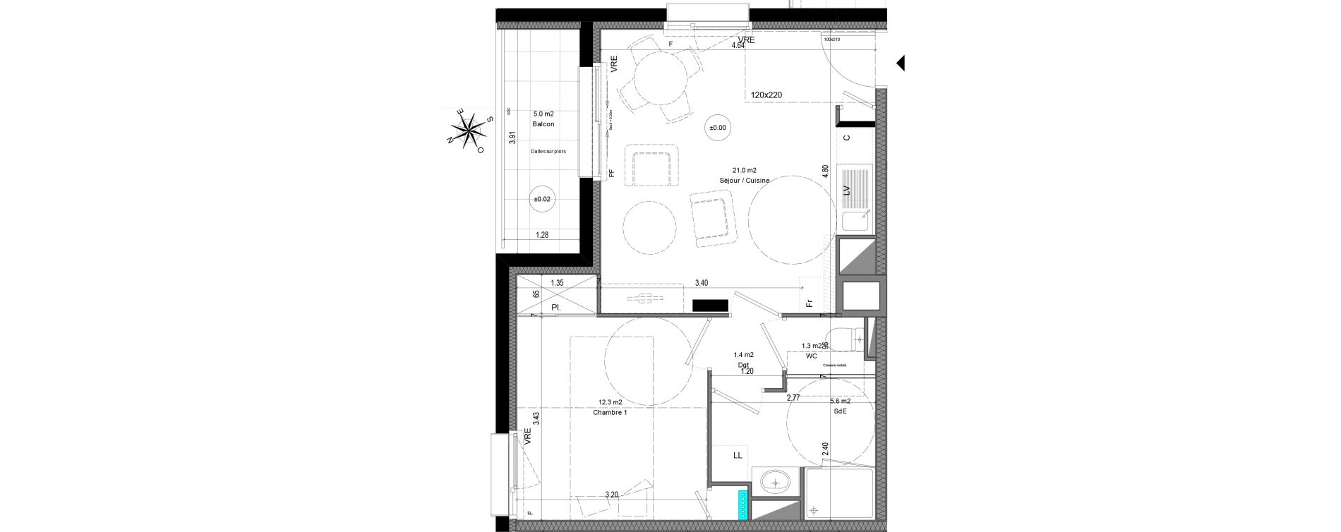 Appartement T2 de 41,60 m2 &agrave; Orvault N&eacute;o