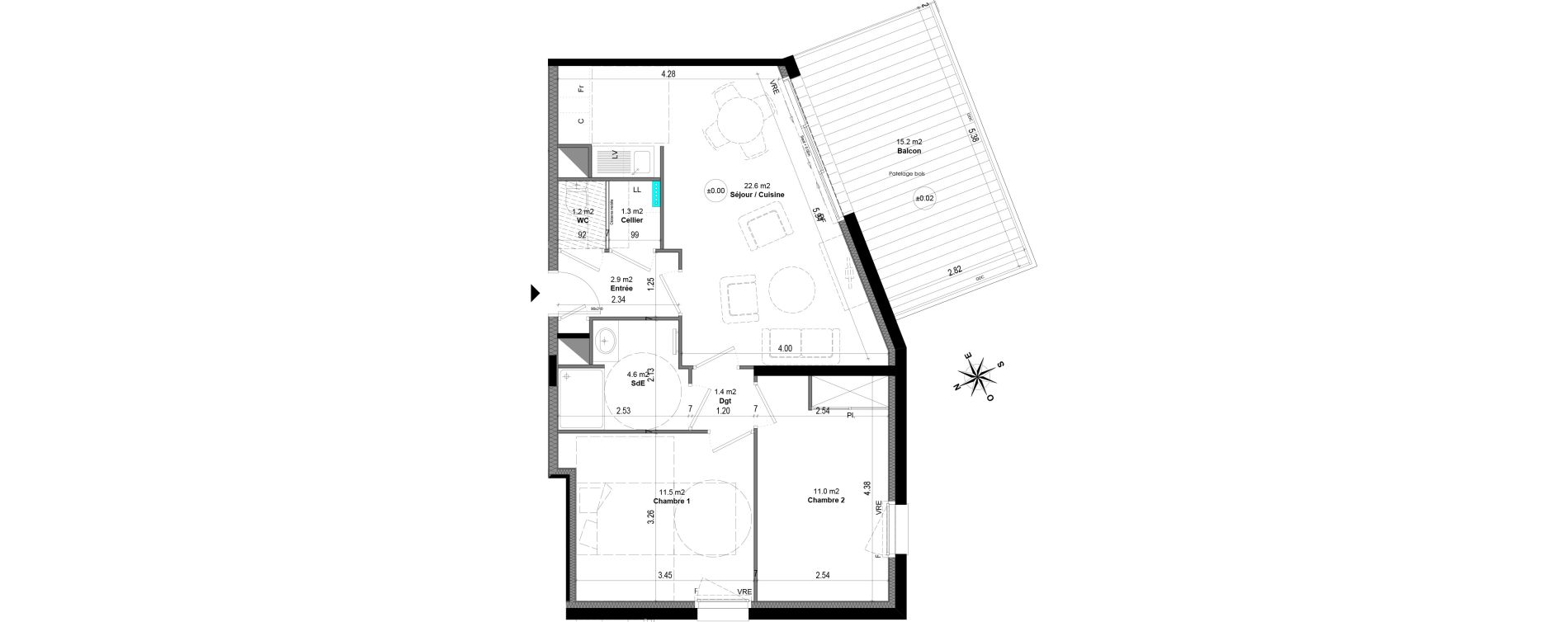 Appartement T3 de 56,50 m2 &agrave; Orvault N&eacute;o