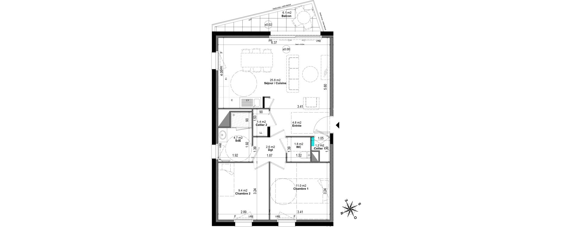 Appartement T3 de 62,60 m2 &agrave; Orvault N&eacute;o