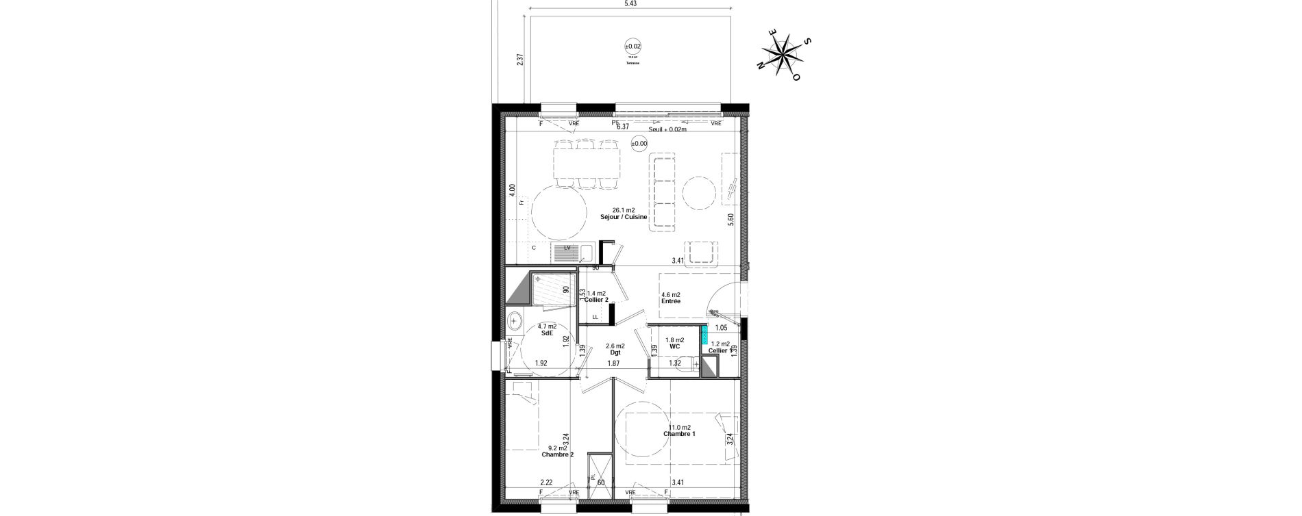 Appartement T3 de 62,50 m2 &agrave; Orvault N&eacute;o