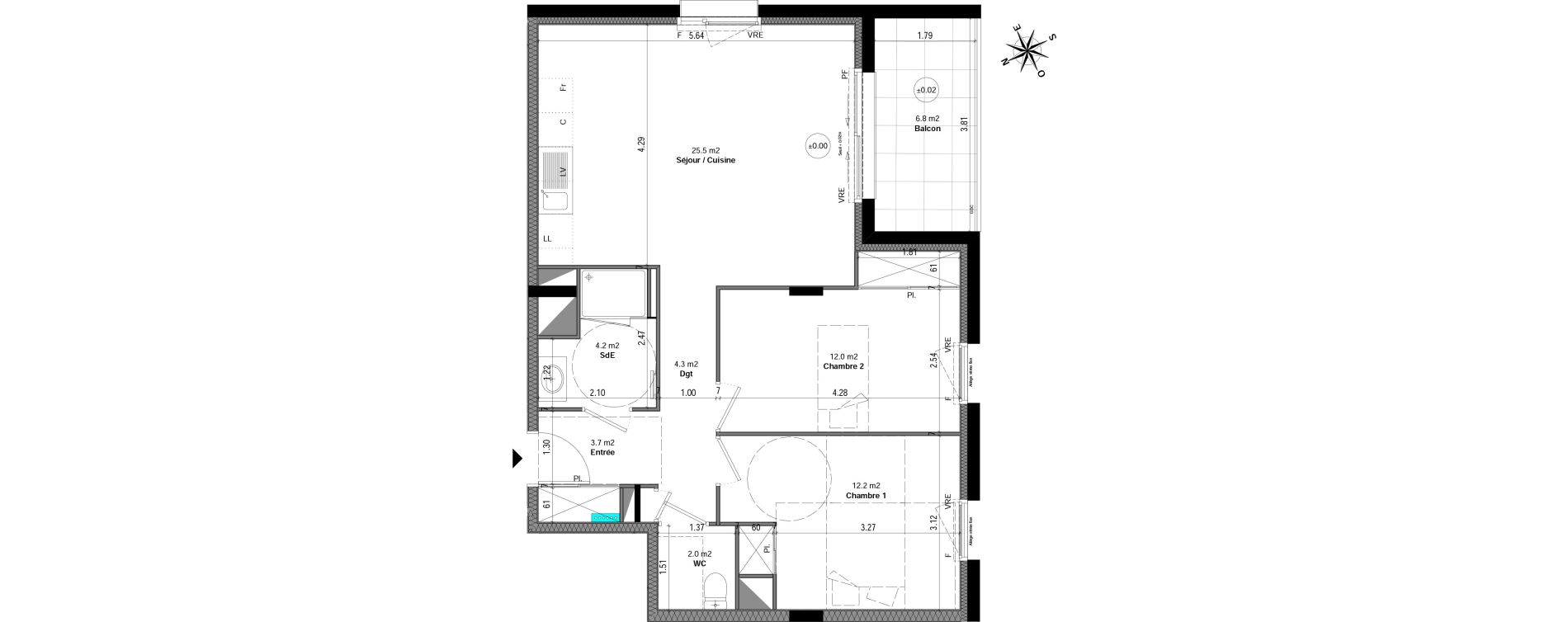 Appartement T3 de 63,80 m2 &agrave; Orvault N&eacute;o
