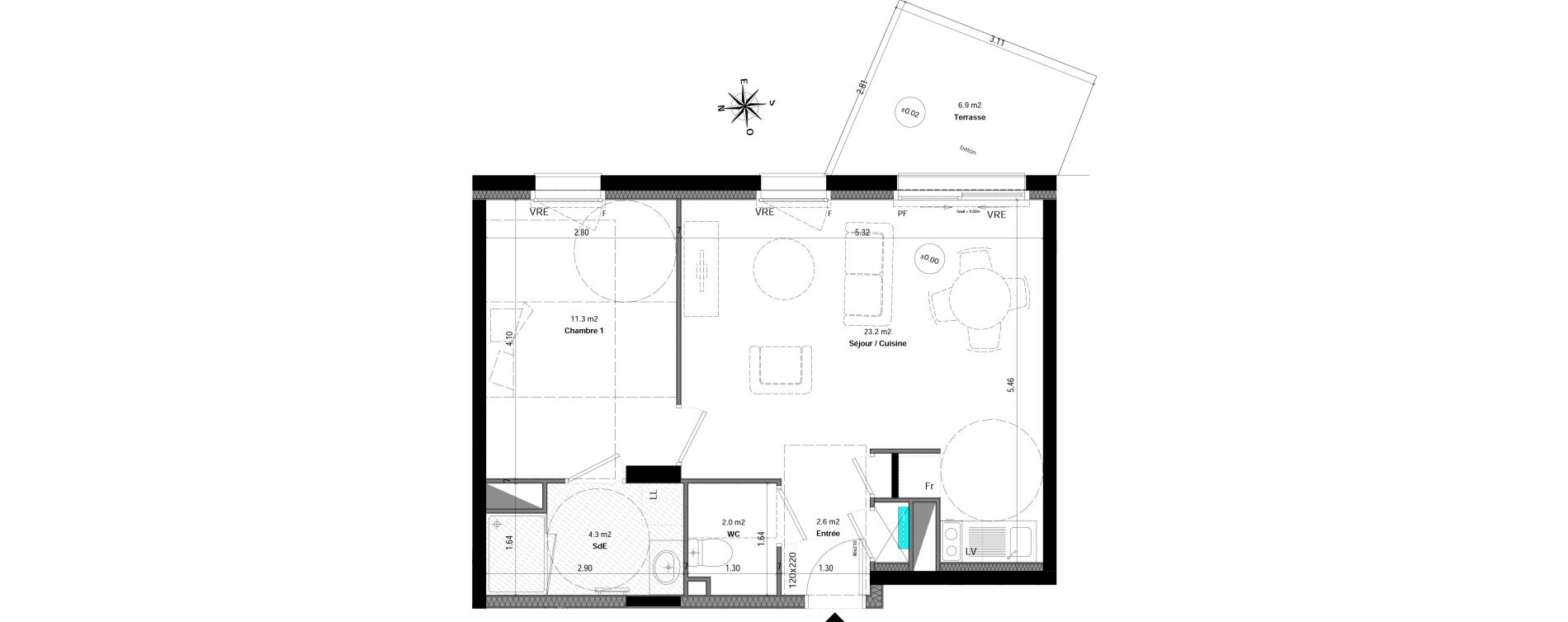 Appartement T2 de 43,40 m2 &agrave; Orvault N&eacute;o
