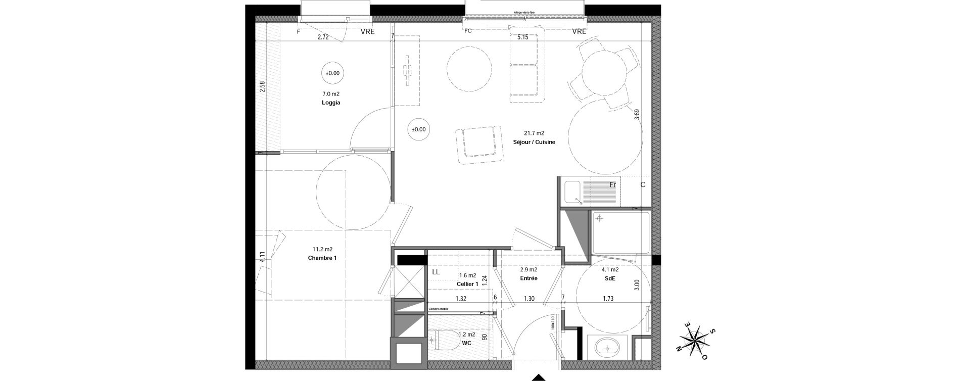 Appartement T2 de 42,70 m2 &agrave; Orvault N&eacute;o