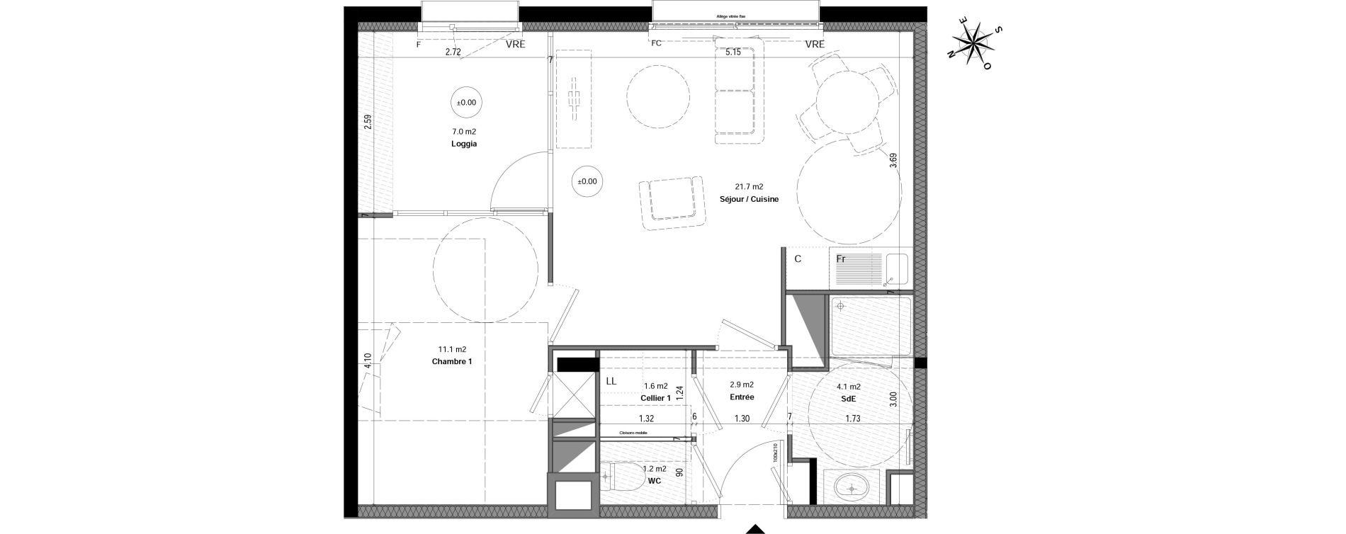 Appartement T2 de 42,60 m2 &agrave; Orvault N&eacute;o