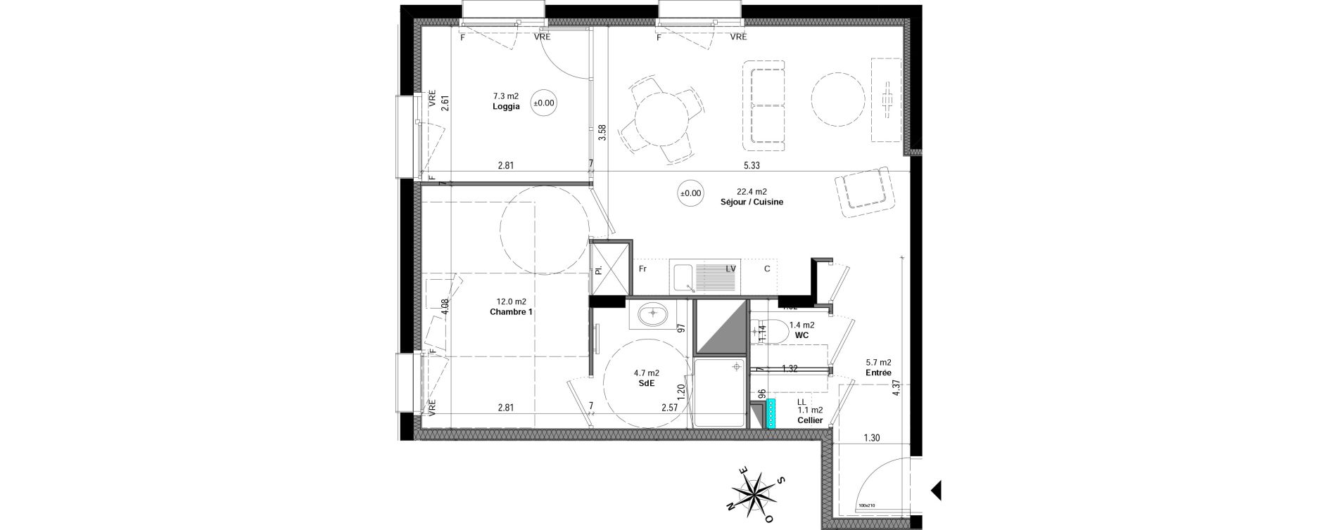 Appartement T2 de 47,20 m2 &agrave; Orvault N&eacute;o