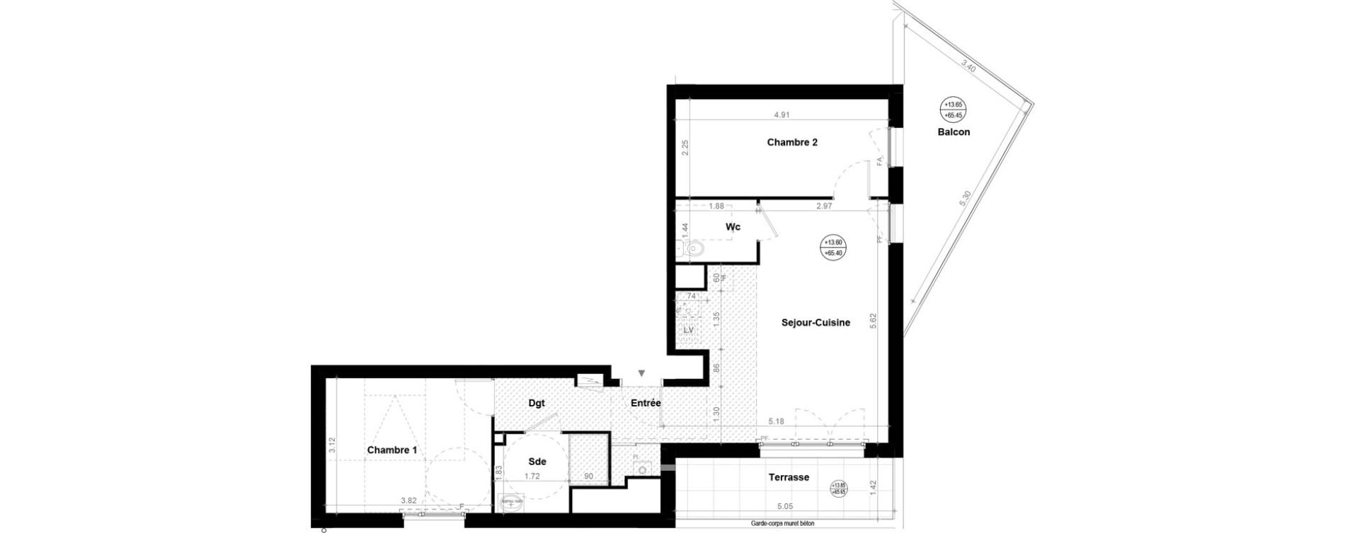 Appartement T3 de 59,32 m2 &agrave; Orvault N&eacute;o