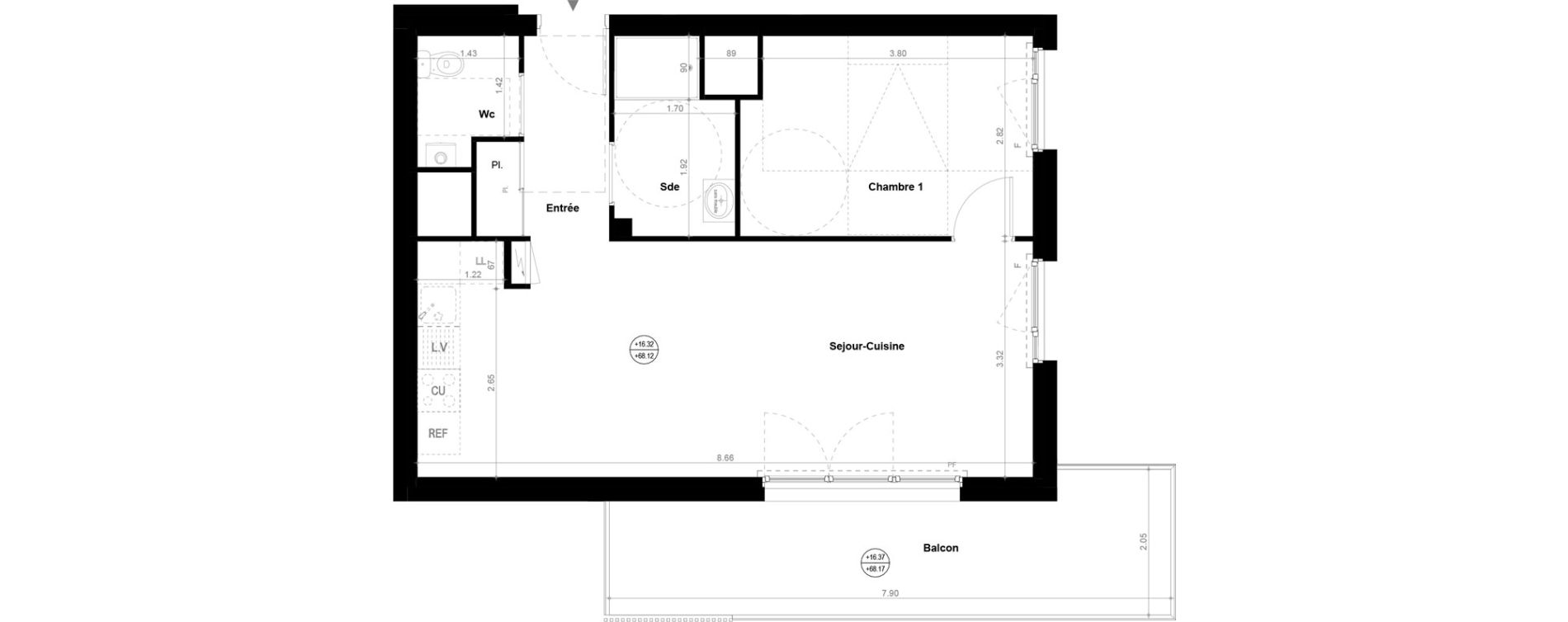 Appartement T2 de 50,92 m2 &agrave; Orvault N&eacute;o