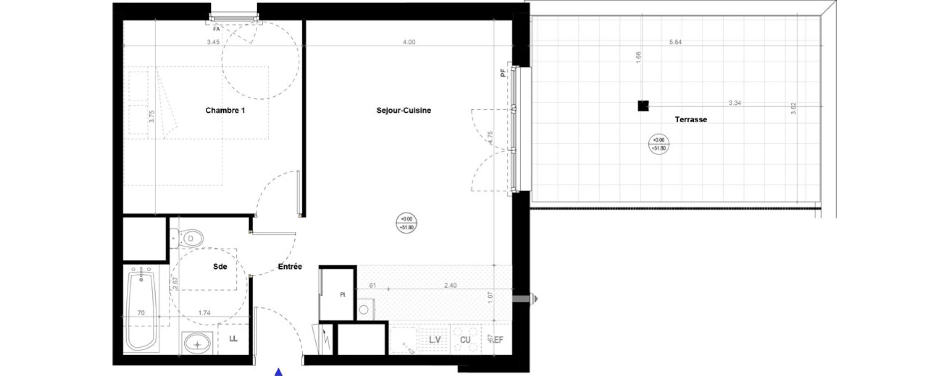 Appartement T2 de 46,36 m2 &agrave; Orvault N&eacute;o