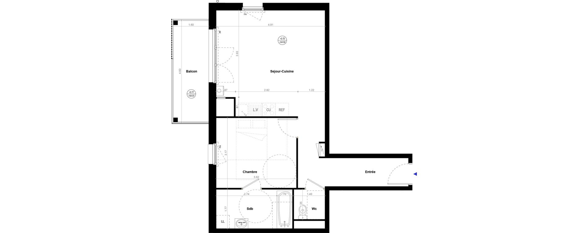 Appartement T2 de 50,86 m2 &agrave; Orvault N&eacute;o