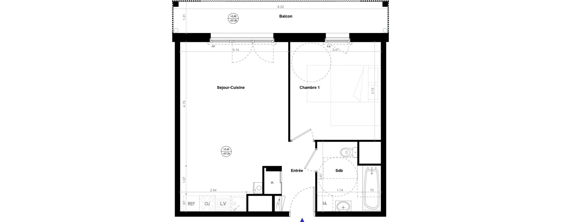 Appartement T2 de 47,18 m2 &agrave; Orvault N&eacute;o