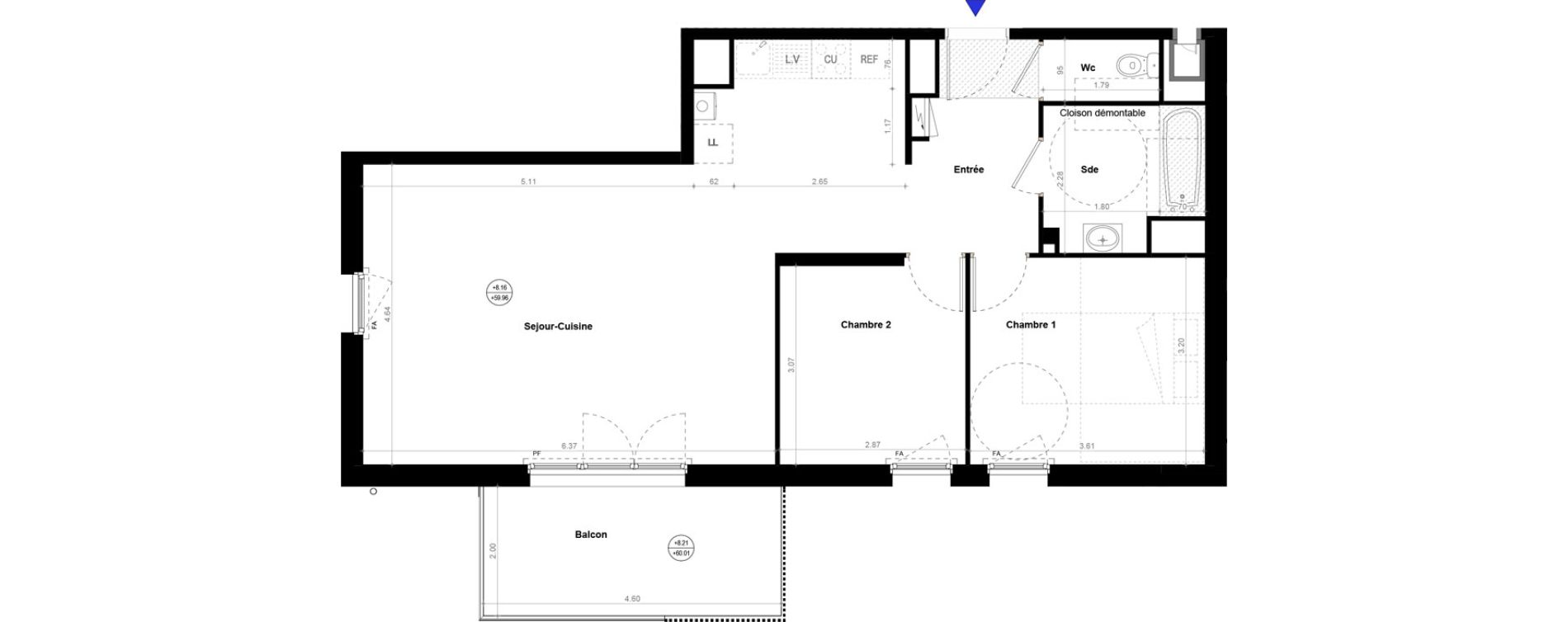 Appartement T3 de 71,51 m2 &agrave; Orvault N&eacute;o