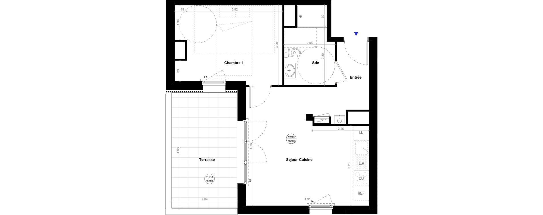 Appartement T2 de 43,24 m2 &agrave; Orvault N&eacute;o