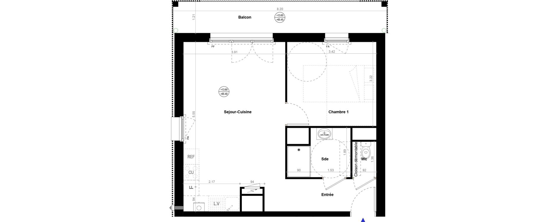 Appartement T2 de 45,03 m2 &agrave; Orvault N&eacute;o