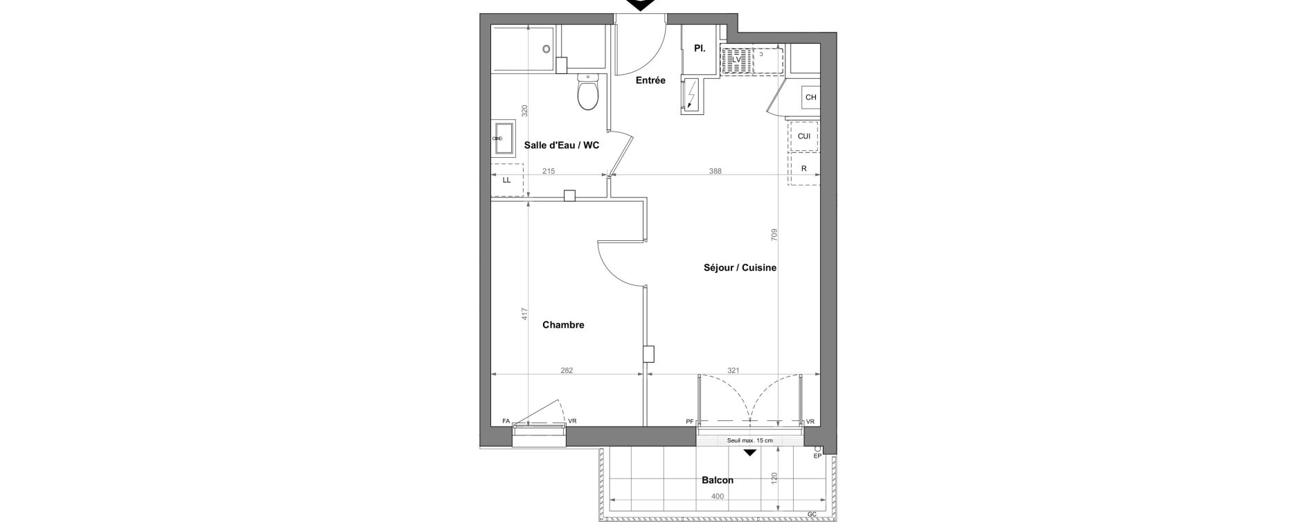 Appartement T2 de 42,24 m2 &agrave; Orvault La bertheloti&egrave;re