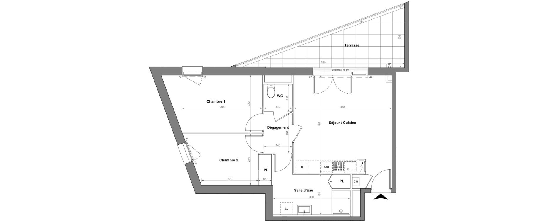 Appartement T3 de 59,45 m2 &agrave; Orvault La bertheloti&egrave;re