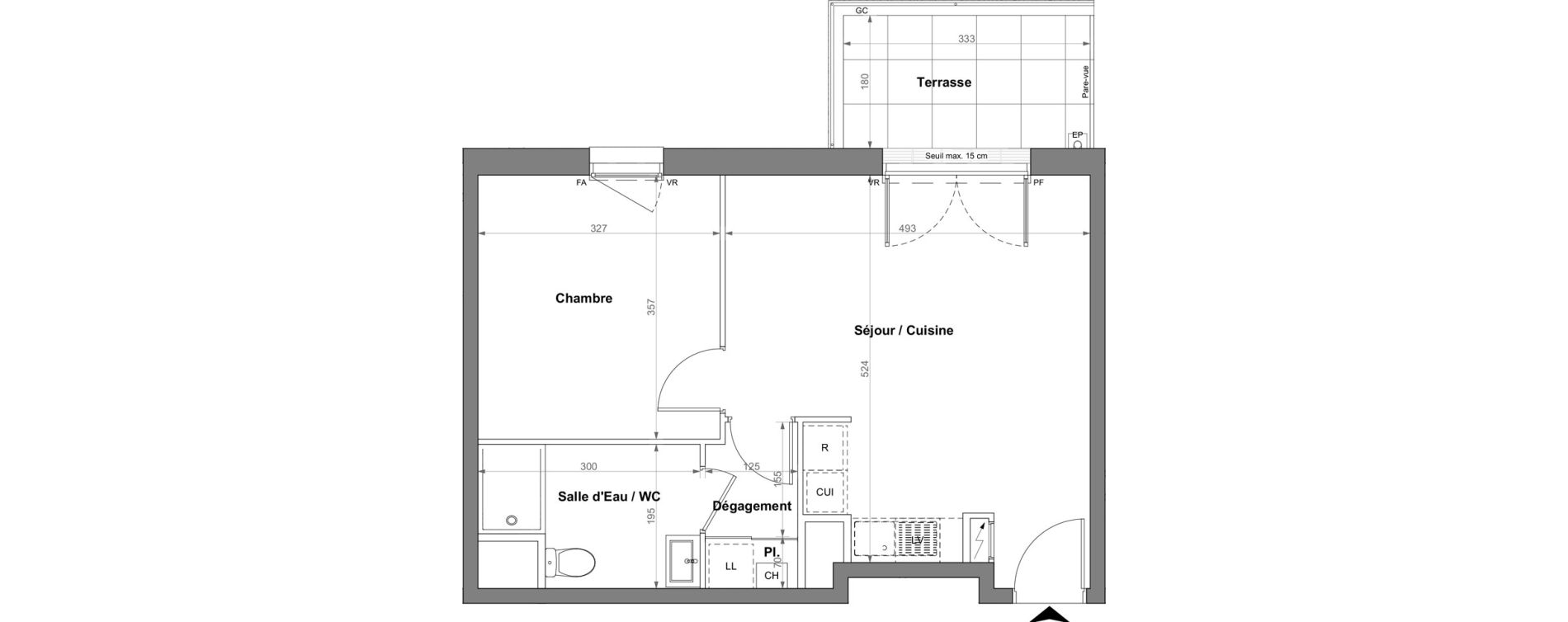 Appartement T2 de 43,05 m2 &agrave; Orvault La bertheloti&egrave;re