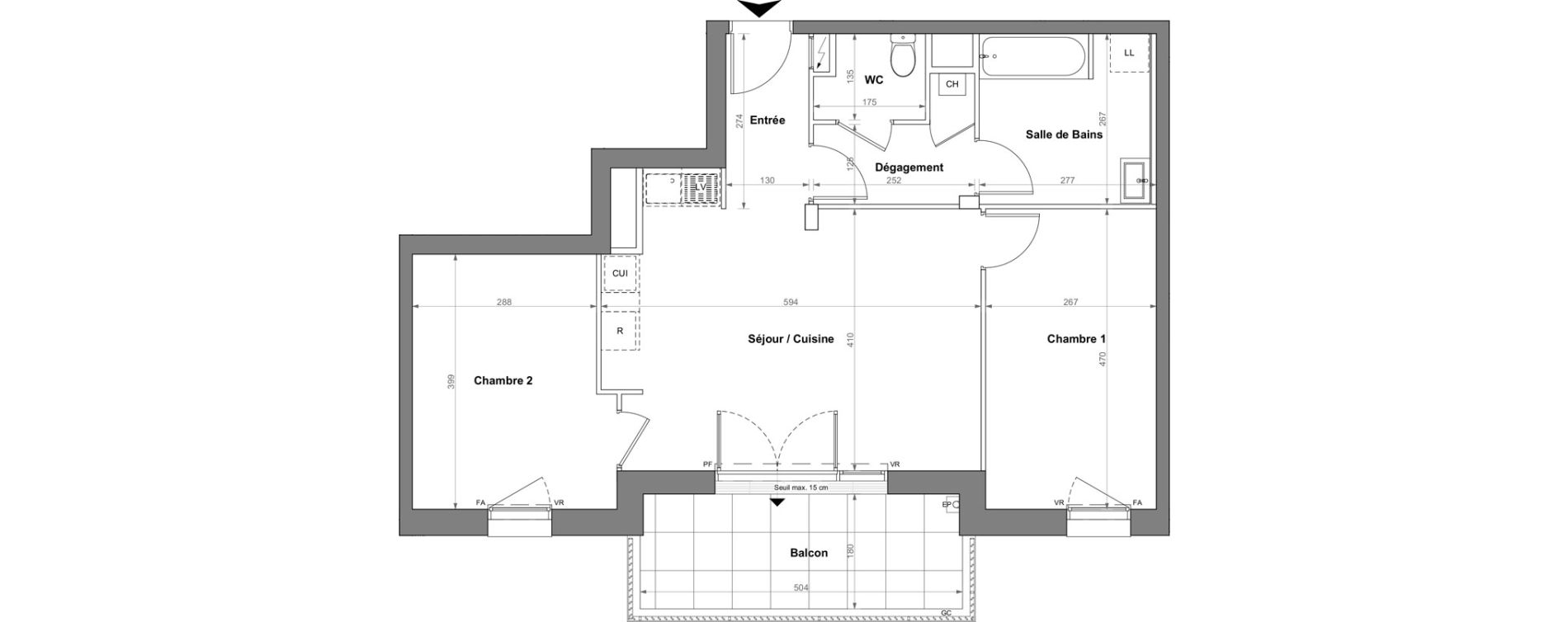 Appartement T3 de 65,31 m2 &agrave; Orvault La bertheloti&egrave;re