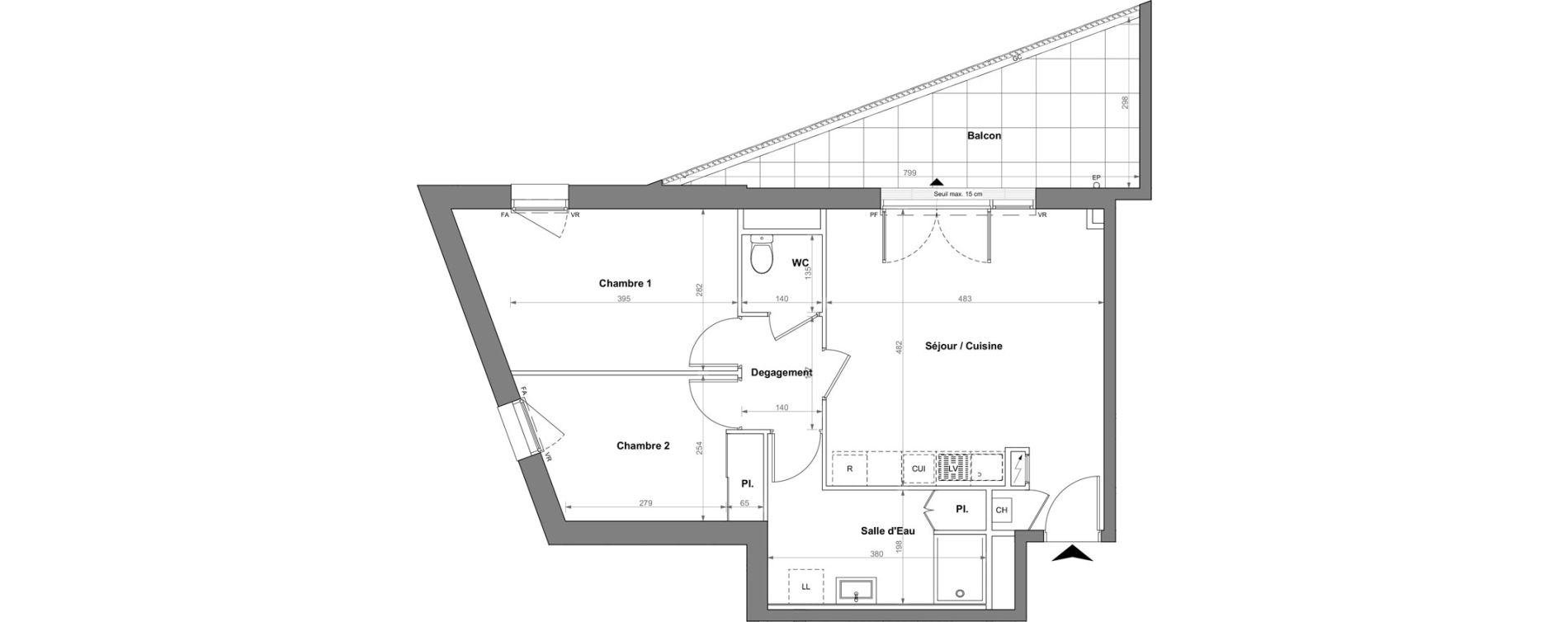 Appartement T3 de 59,45 m2 &agrave; Orvault La bertheloti&egrave;re