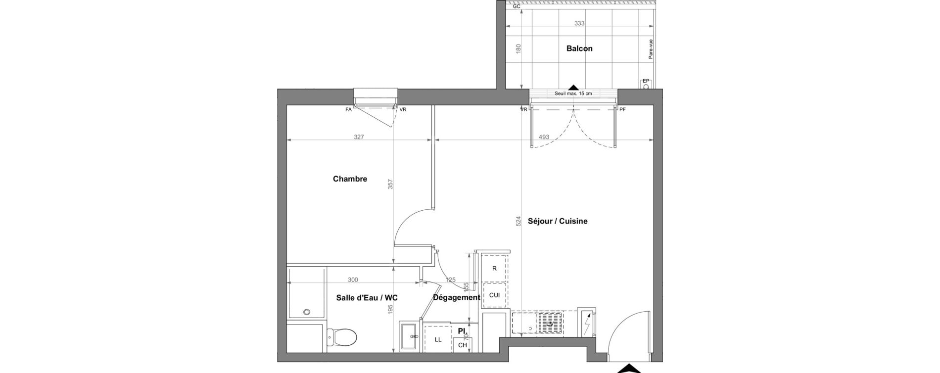 Appartement T2 de 43,05 m2 &agrave; Orvault La bertheloti&egrave;re