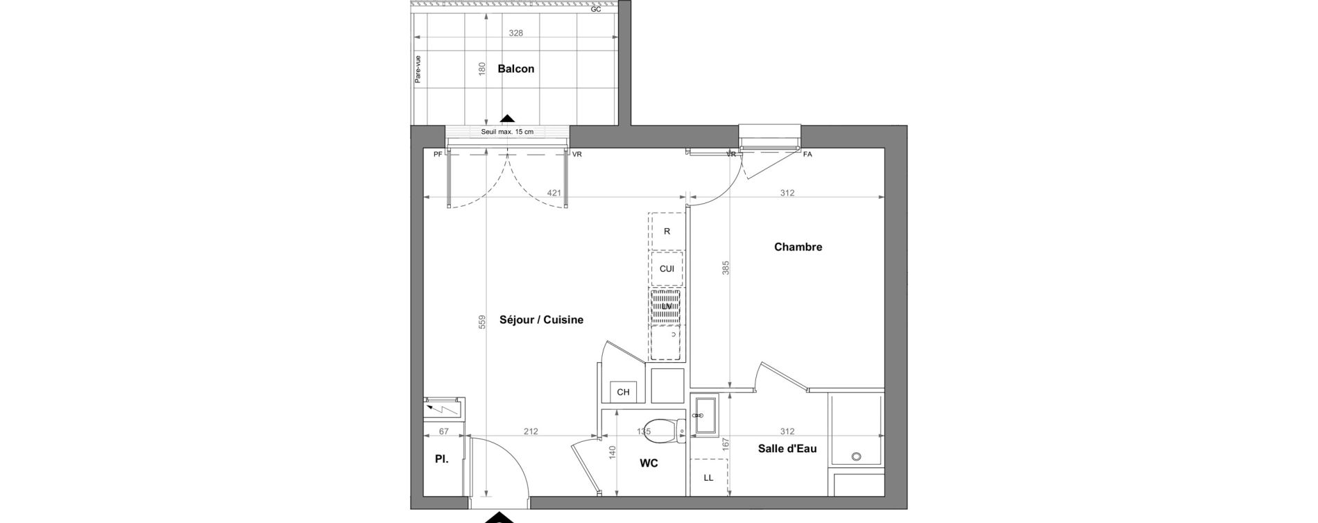 Appartement T2 de 39,36 m2 &agrave; Orvault La bertheloti&egrave;re