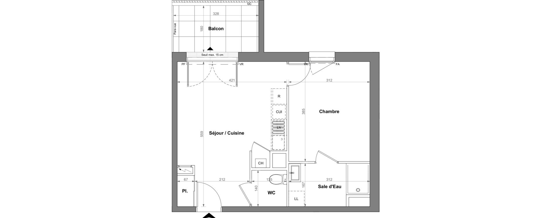 Appartement T2 de 39,36 m2 &agrave; Orvault La bertheloti&egrave;re