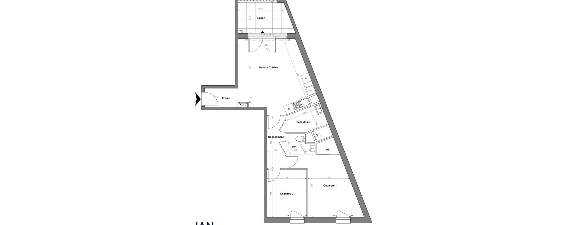 Appartement T3 de 63,94 m2 &agrave; Orvault La bertheloti&egrave;re