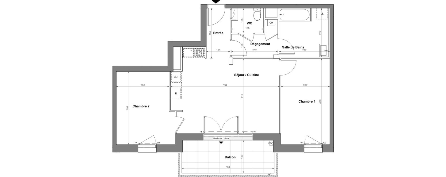 Appartement T3 de 65,49 m2 &agrave; Orvault La bertheloti&egrave;re