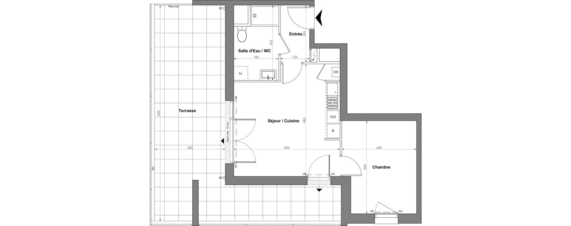 Appartement T2 de 41,00 m2 &agrave; Orvault La bertheloti&egrave;re