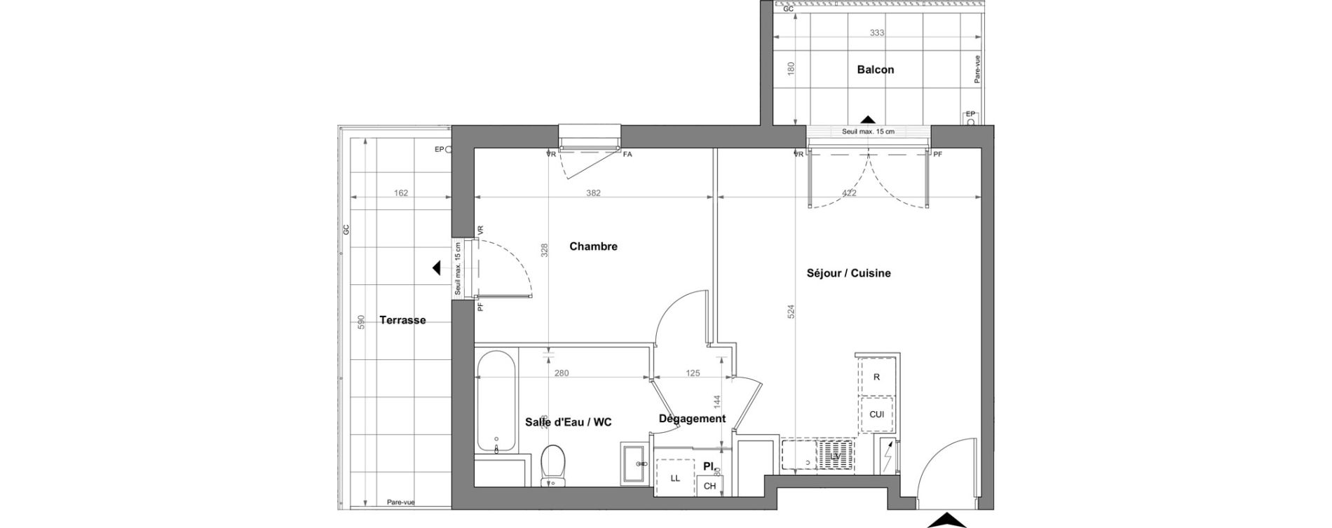 Appartement T2 de 41,78 m2 &agrave; Orvault La bertheloti&egrave;re