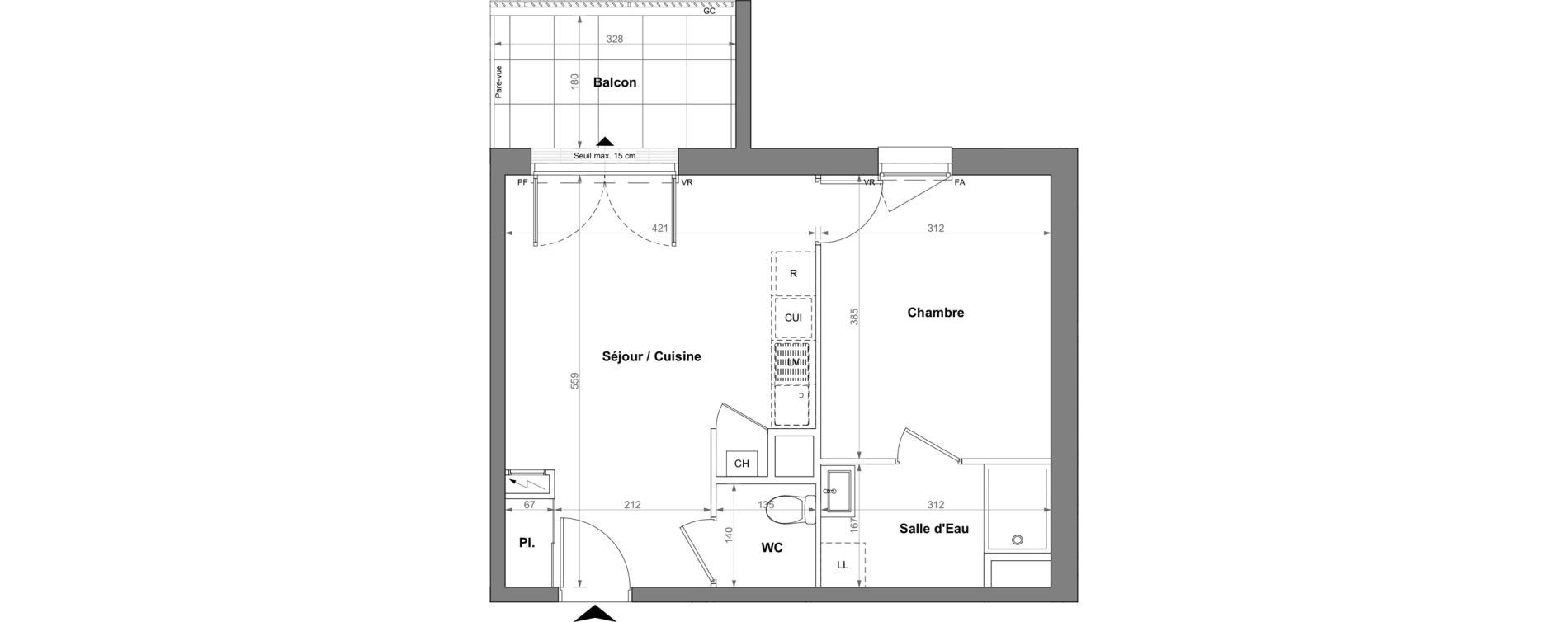 Appartement T2 de 39,36 m2 &agrave; Orvault La bertheloti&egrave;re