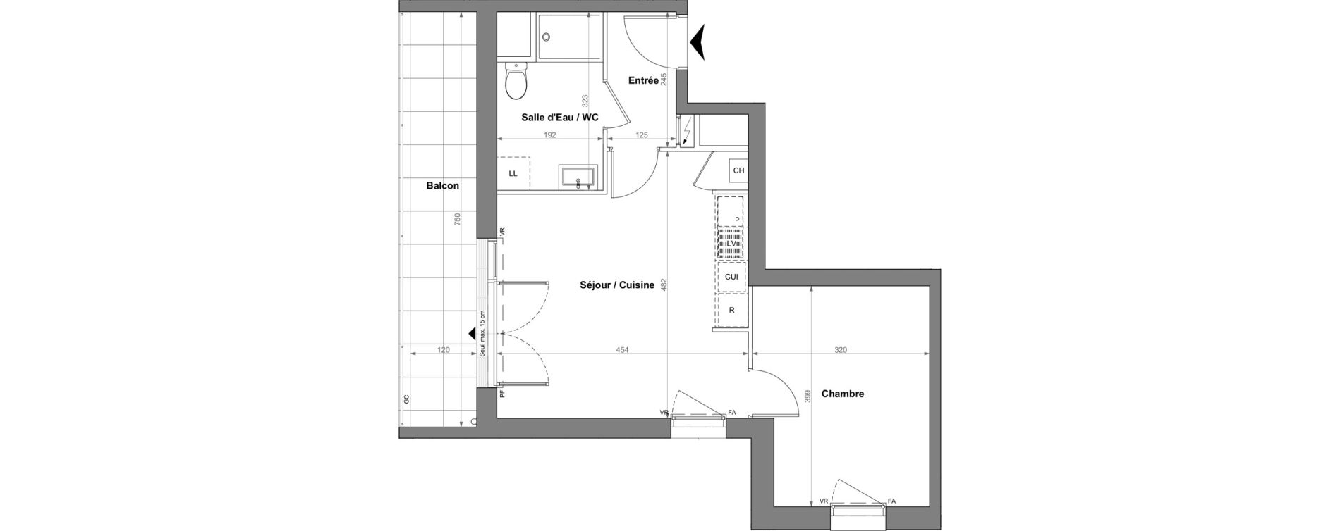 Appartement T2 de 41,00 m2 &agrave; Orvault La bertheloti&egrave;re