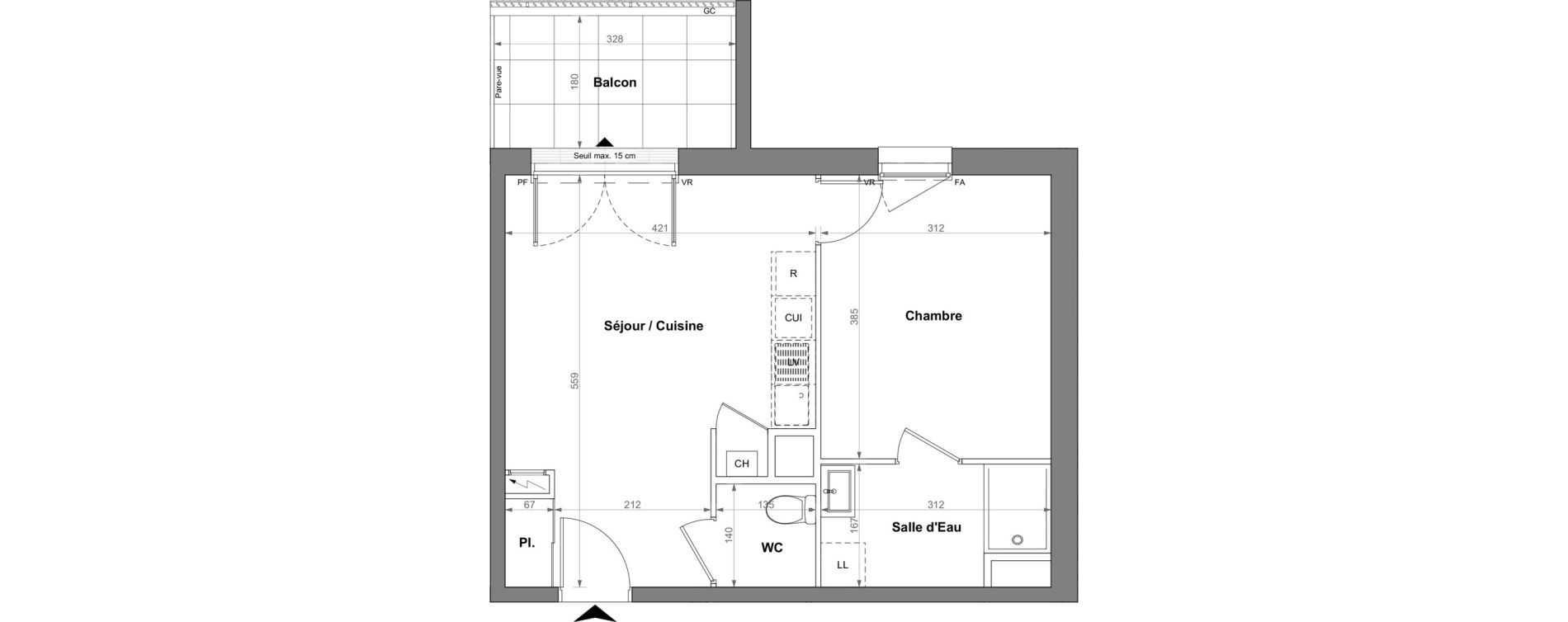 Appartement T2 de 39,36 m2 &agrave; Orvault La bertheloti&egrave;re