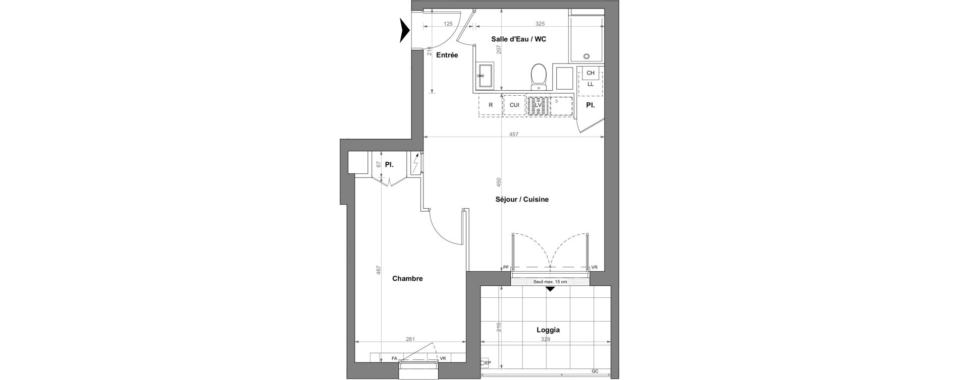 Appartement T2 de 40,24 m2 &agrave; Orvault La bertheloti&egrave;re