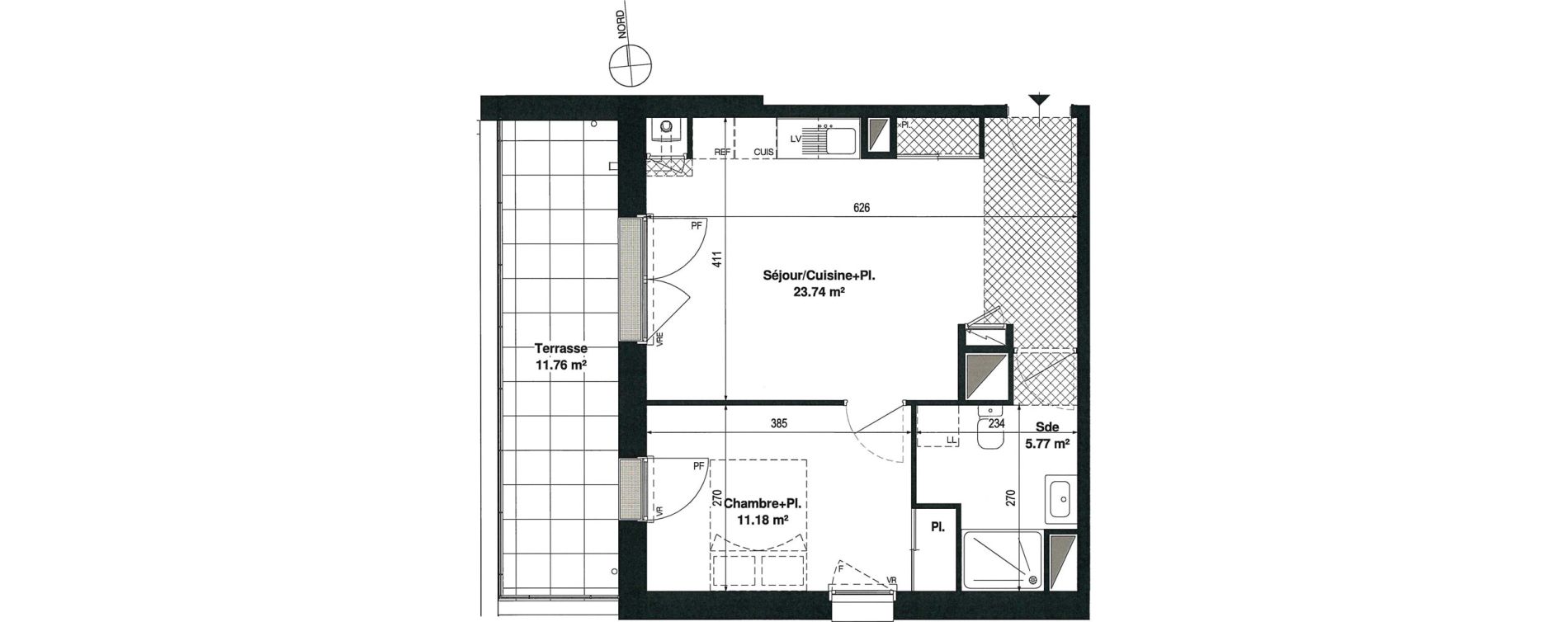 Appartement T2 de 40,69 m2 &agrave; Paimb&oelig;uf Centre
