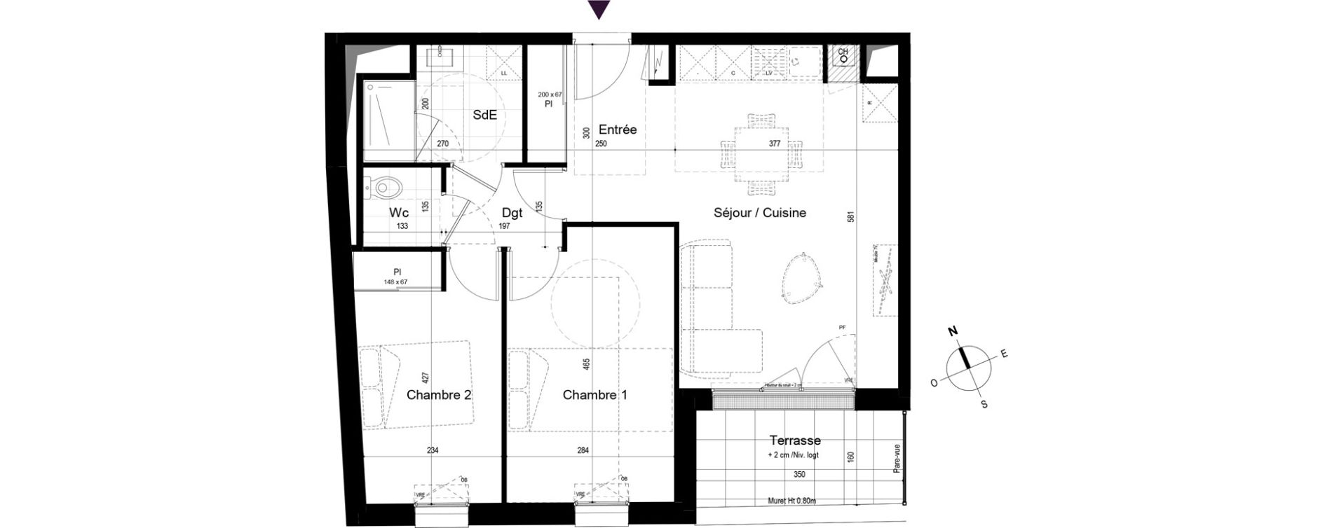 Appartement T3 de 60,22 m2 &agrave; Paimb&oelig;uf Centre
