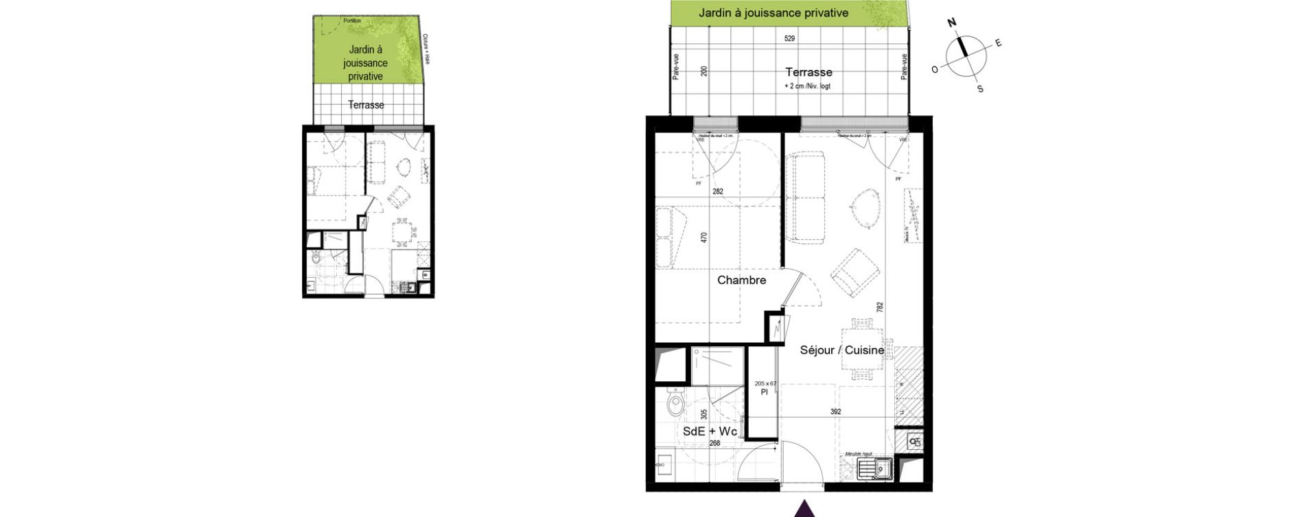 Appartement T2 de 44,67 m2 &agrave; Paimb&oelig;uf Centre
