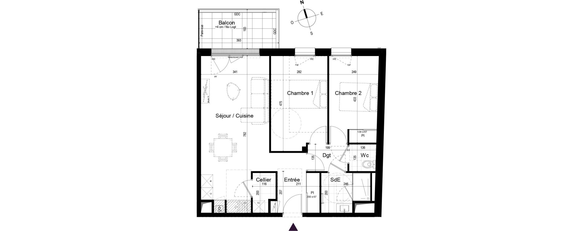 Appartement T3 de 64,71 m2 &agrave; Paimb&oelig;uf Centre