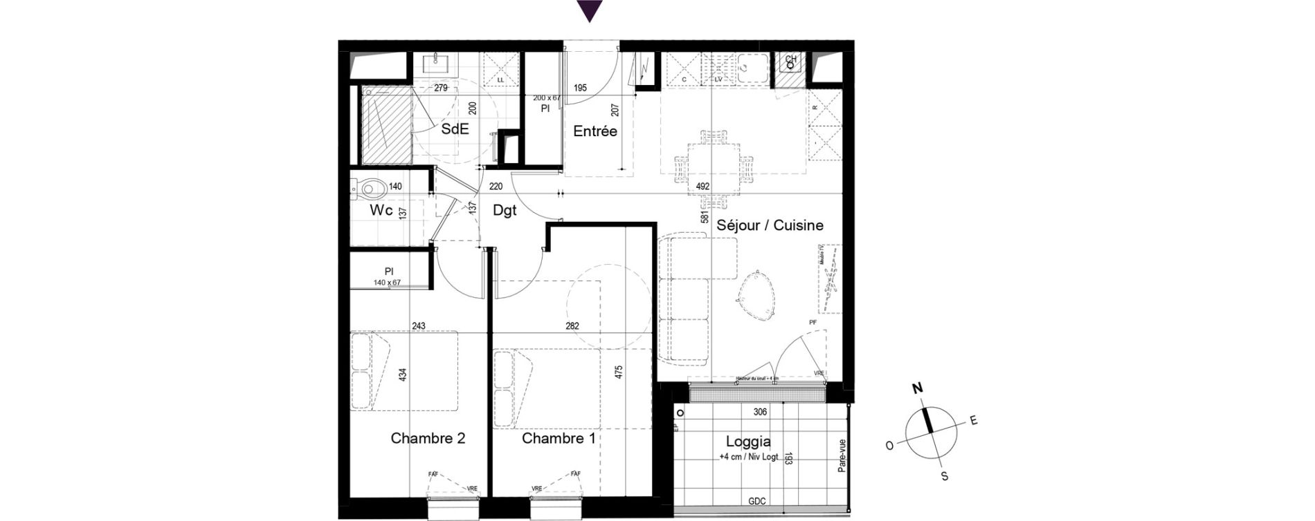 Appartement T3 de 57,61 m2 &agrave; Paimb&oelig;uf Centre
