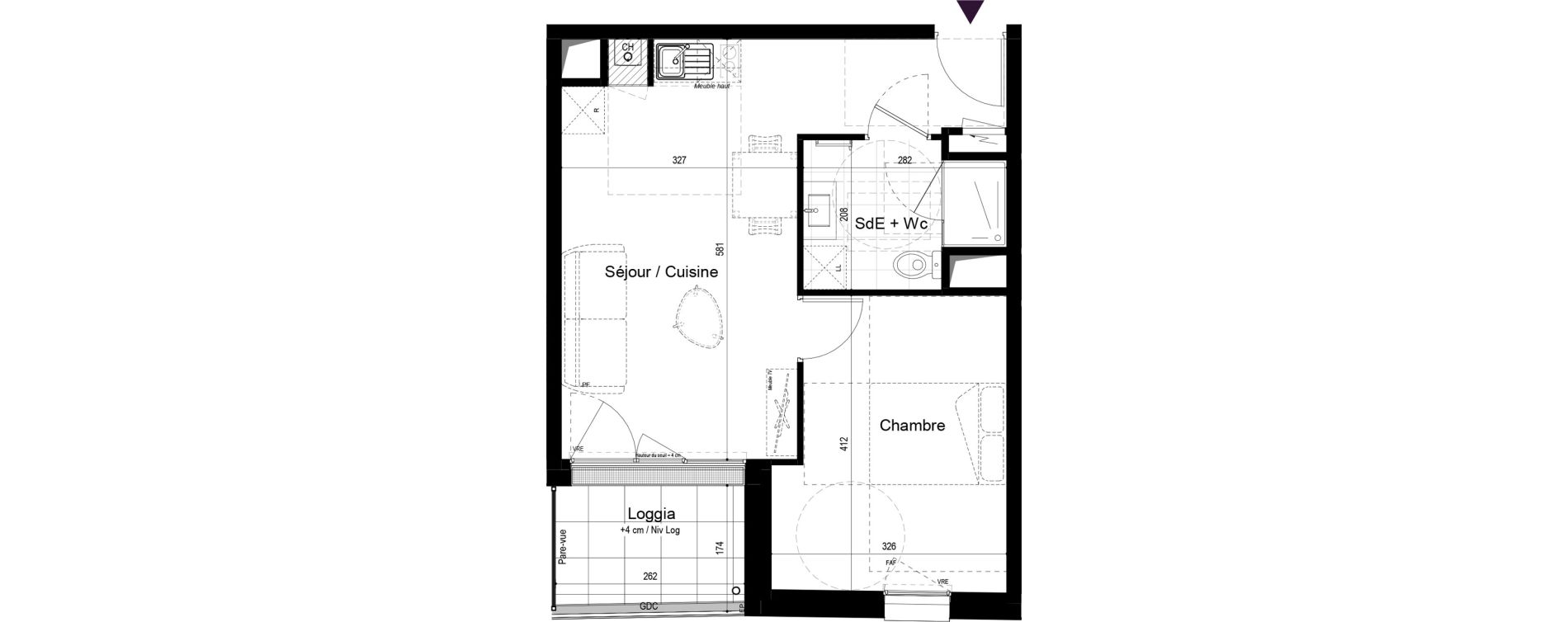 Appartement T2 de 39,66 m2 &agrave; Paimb&oelig;uf Centre