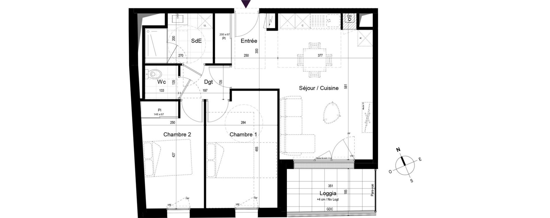 Appartement T3 de 60,22 m2 &agrave; Paimb&oelig;uf Centre
