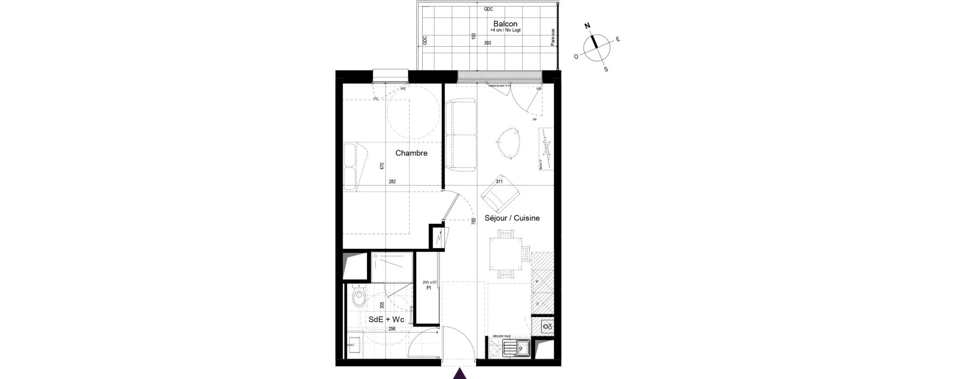 Appartement T2 de 44,38 m2 &agrave; Paimb&oelig;uf Centre