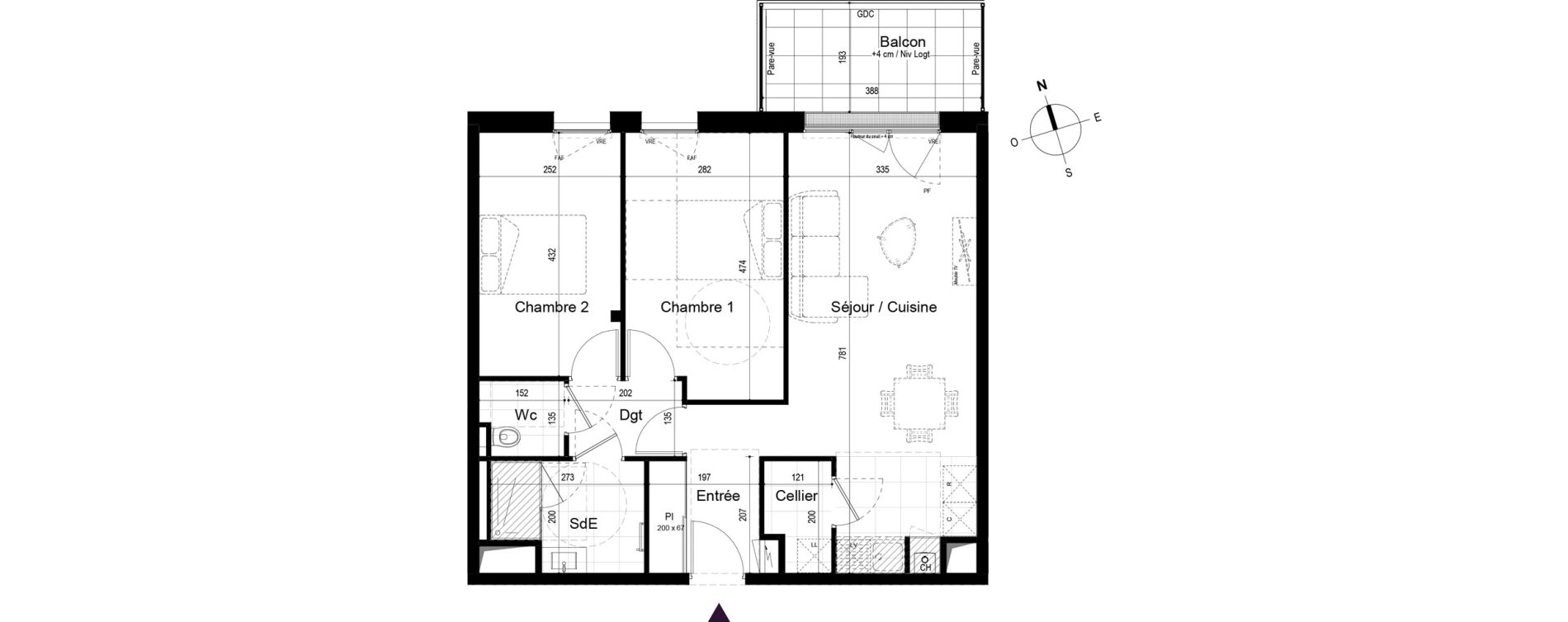 Appartement T3 de 65,27 m2 &agrave; Paimb&oelig;uf Centre