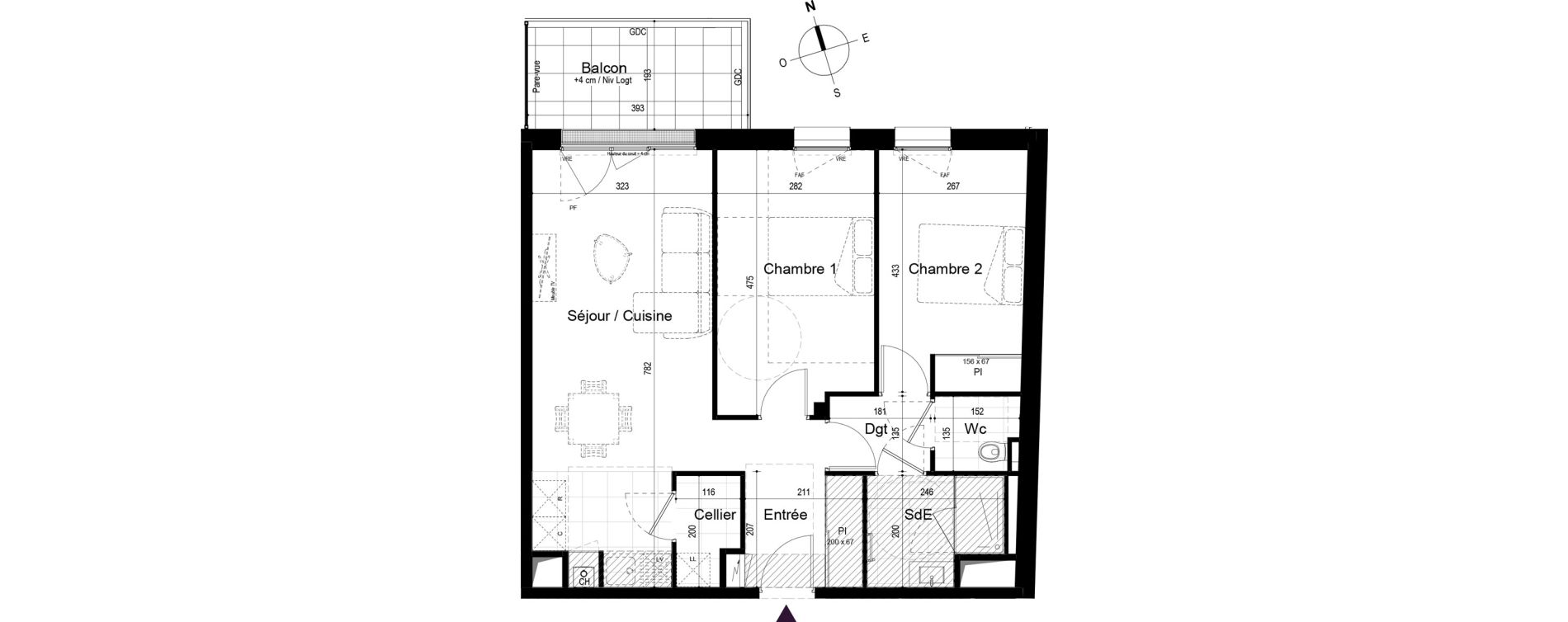 Appartement T3 de 64,56 m2 &agrave; Paimb&oelig;uf Centre