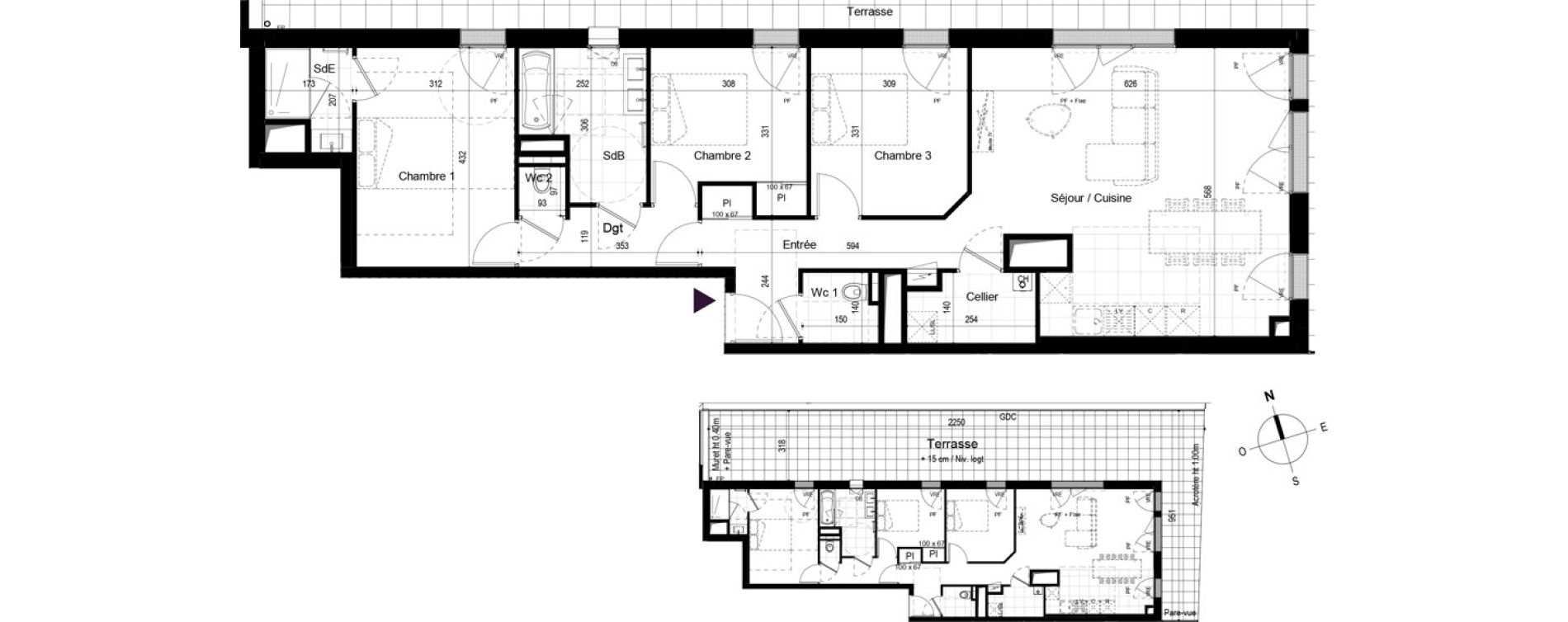 Appartement T4 de 92,68 m2 &agrave; Paimb&oelig;uf Centre