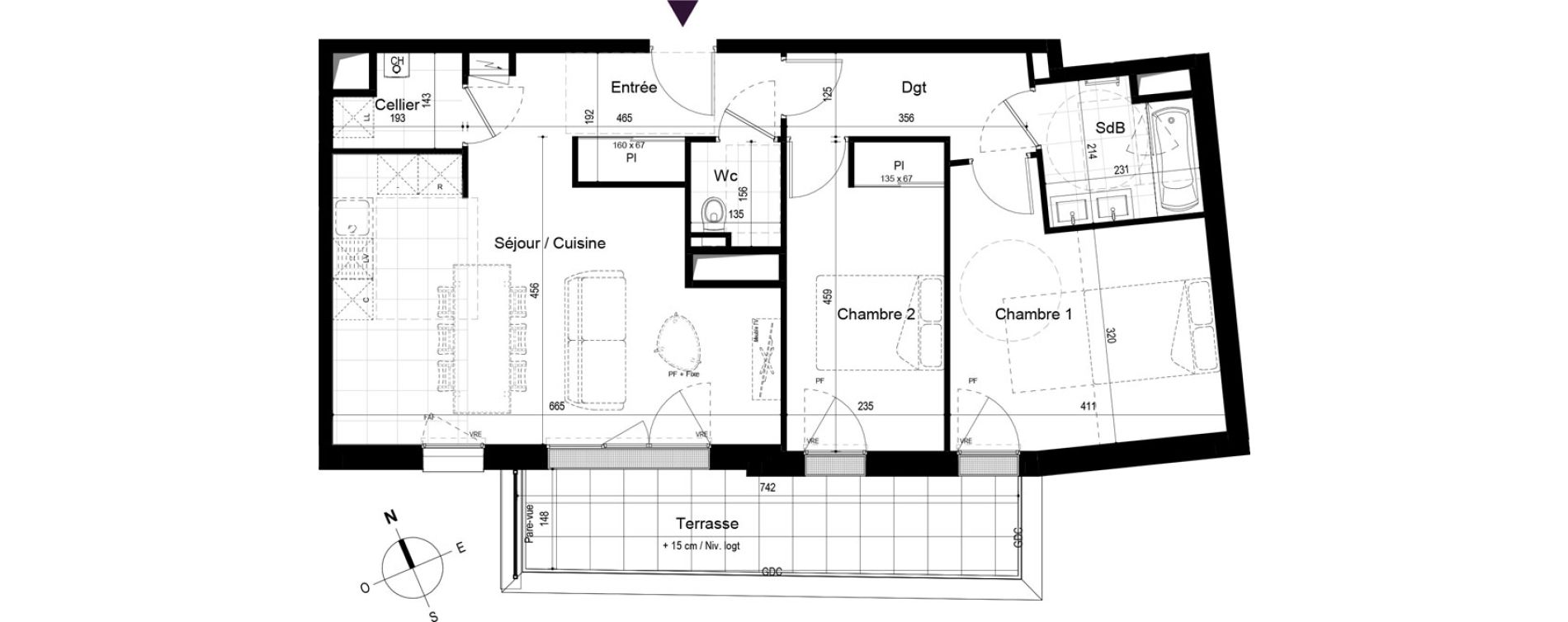 Appartement T3 de 70,73 m2 &agrave; Paimb&oelig;uf Centre