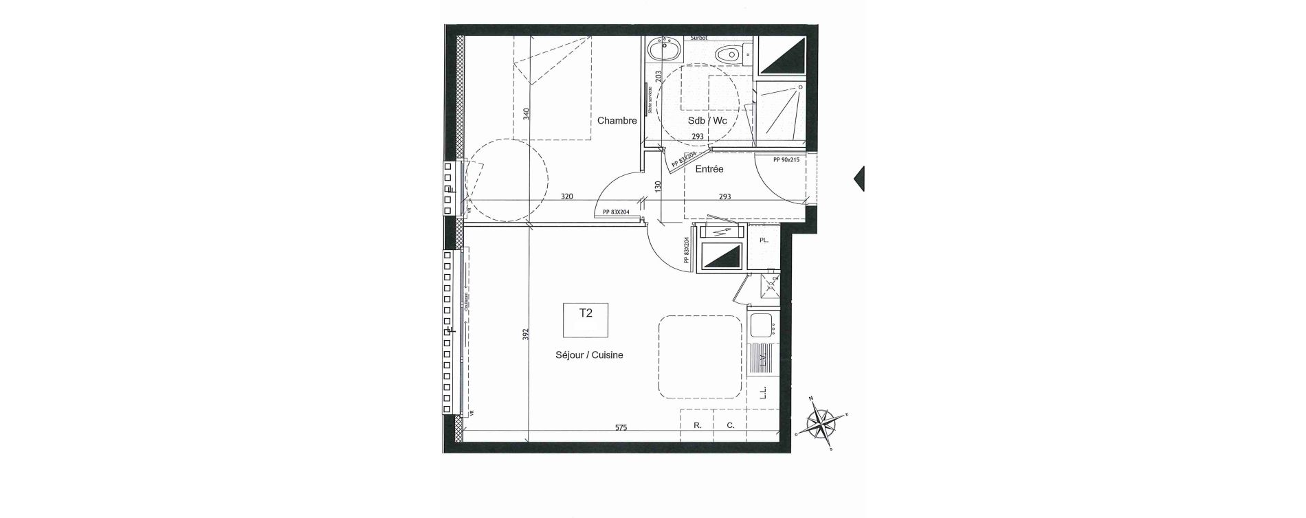 Appartement T2 de 41,55 m2 &agrave; Pontch&acirc;teau Centre