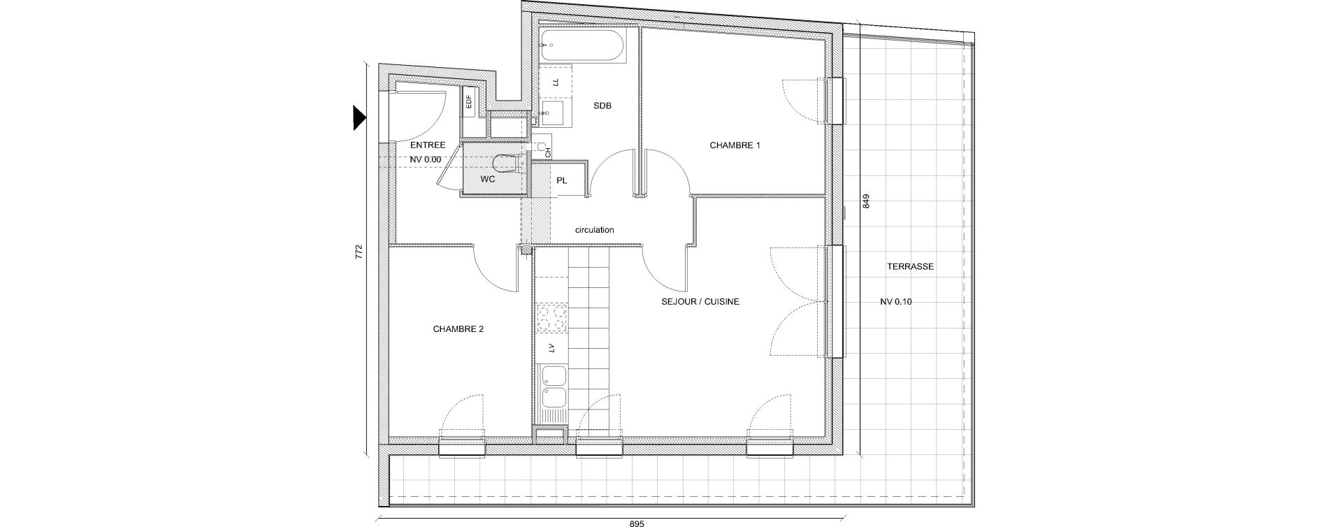 Appartement T3 de 61,34 m2 &agrave; Pontch&acirc;teau Centre