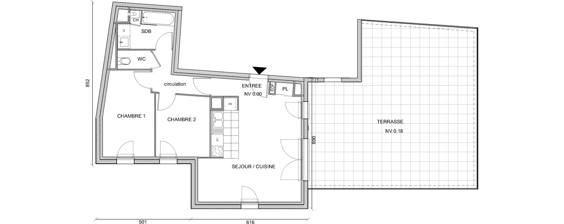 Appartement T3 de 62,82 m2 &agrave; Pontch&acirc;teau Centre