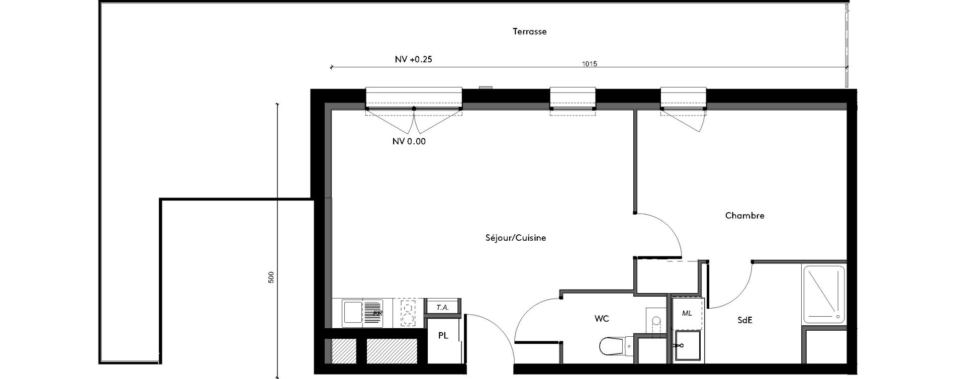 Appartement T2 de 47,01 m2 &agrave; Pontch&acirc;teau Centre