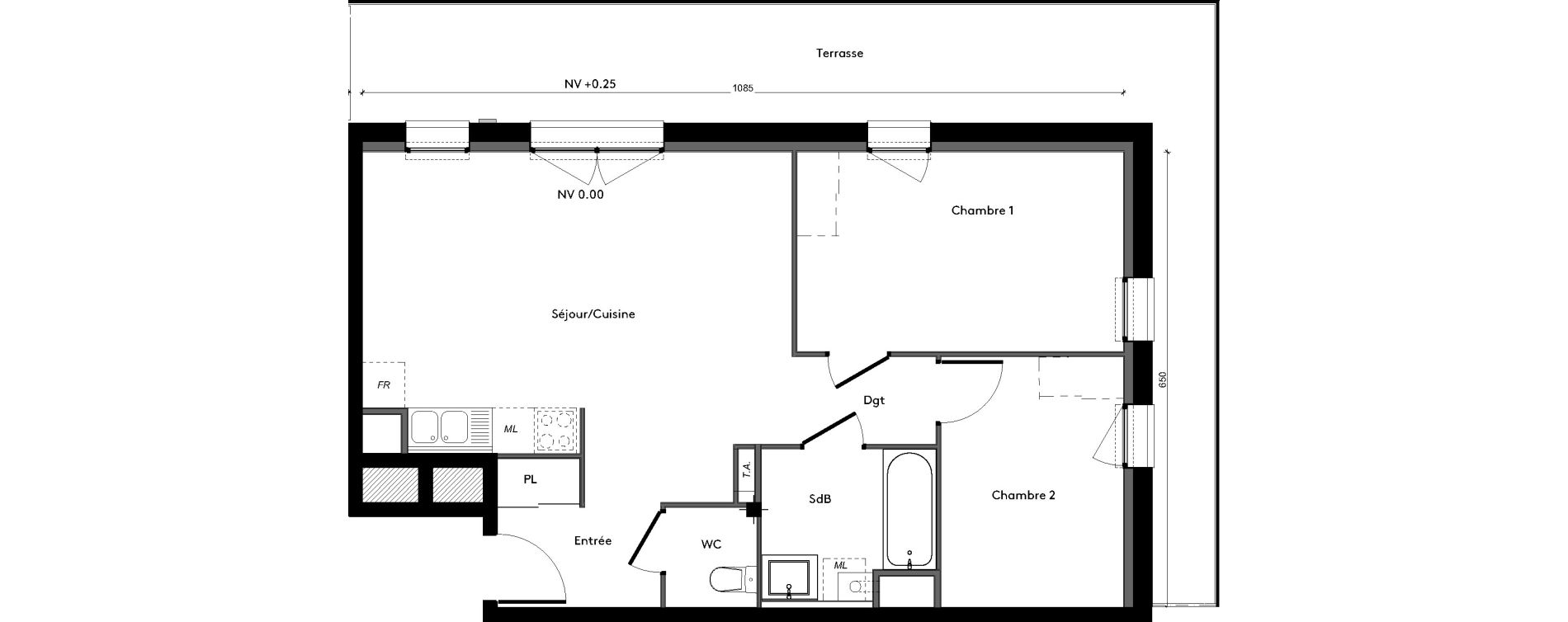 Appartement T3 de 63,29 m2 &agrave; Pontch&acirc;teau Centre